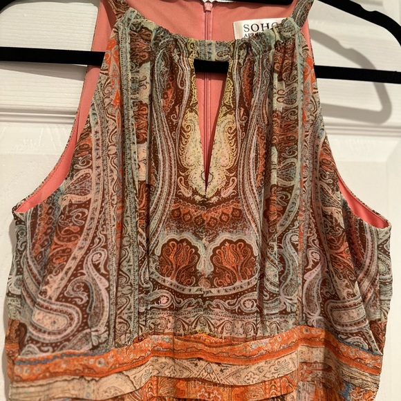 Soho Apparel Boho Maxi Dress Size 8 Orange Paisley Sleeveless - Picture 11 of 13